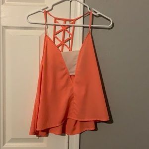 Coral and white tank top